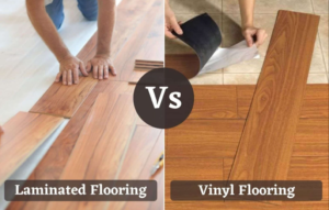 Laminate vs Vinyl Flooring side by side showing texture, color, and finish differences