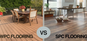 SPC and WPC flooring samples showing durable, water-resistant materials and modern finishes